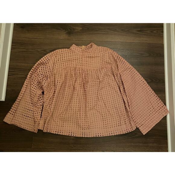 EUC ASOS maternity long sleeve smock top w/high neck & grid check broderie sz:10 - Picture 11 of 11